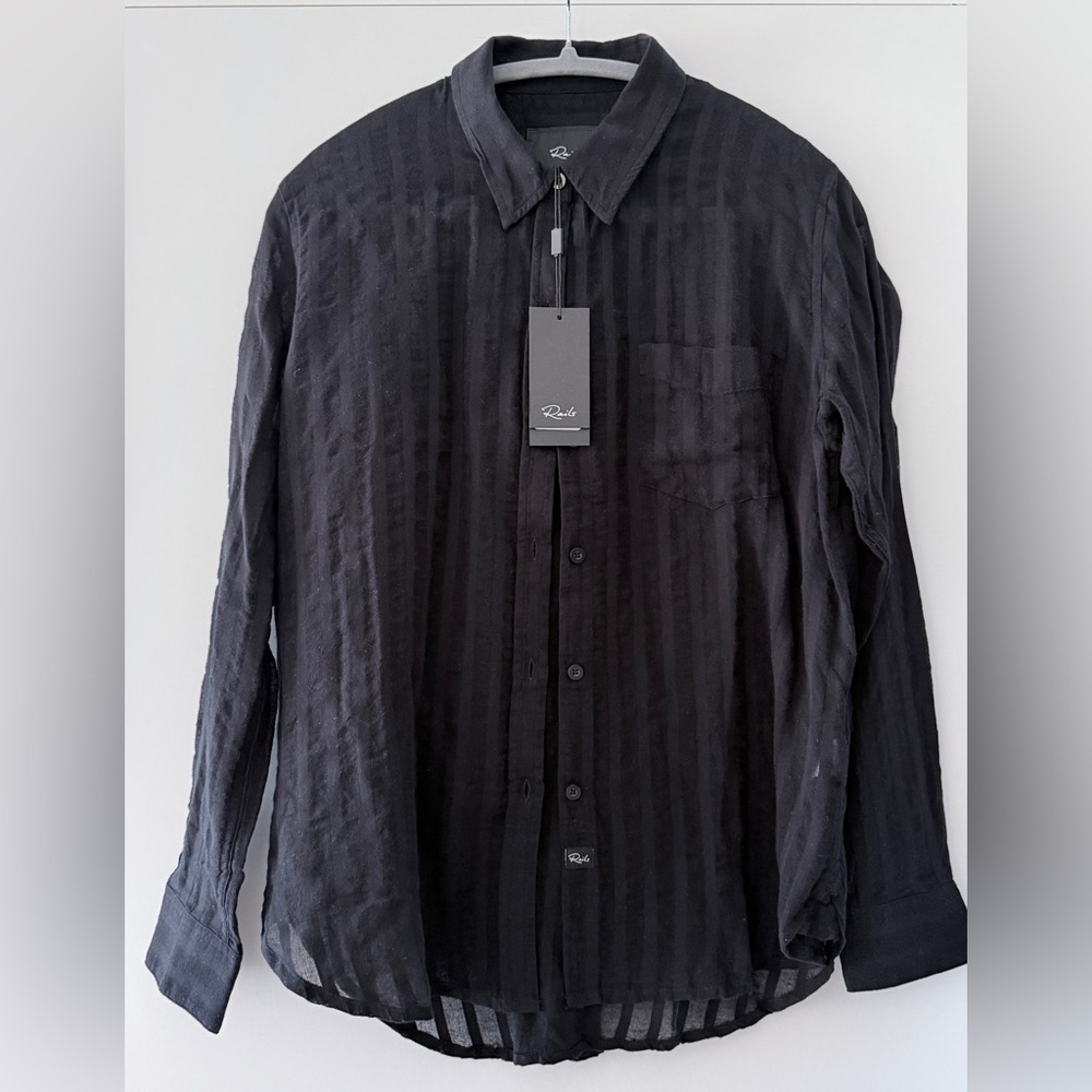 NEW Rails Charli Shirt β Black Shadow Stripe β Size Medium β NWT - Picture 6 of 15